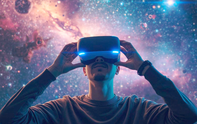 Mit VR-Brille ins All